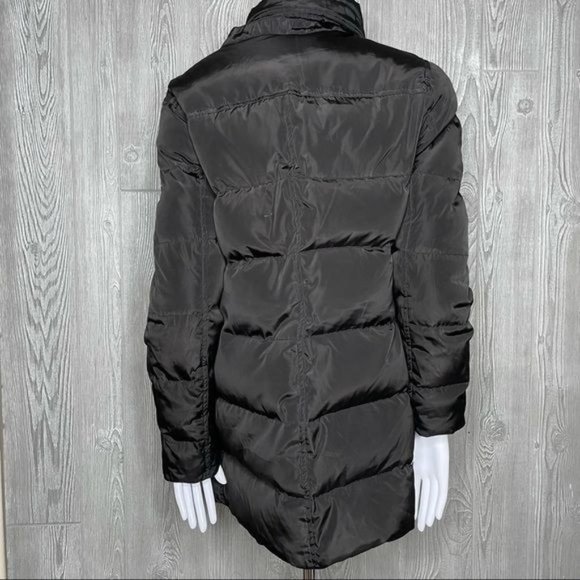 Michael Kors down feather long sleeve puffer jacket black gold buttons high coll - Picture 6 of 12